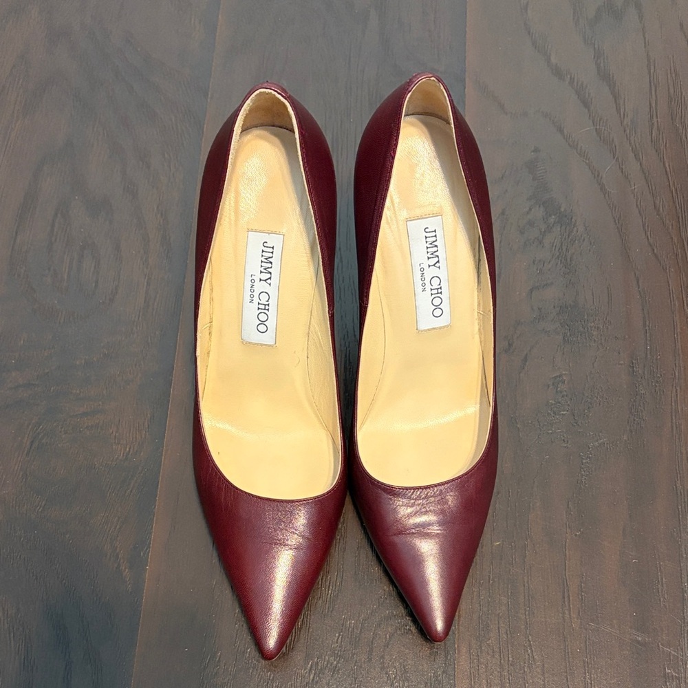 Jimmy Choo Burgundy Leather Heels